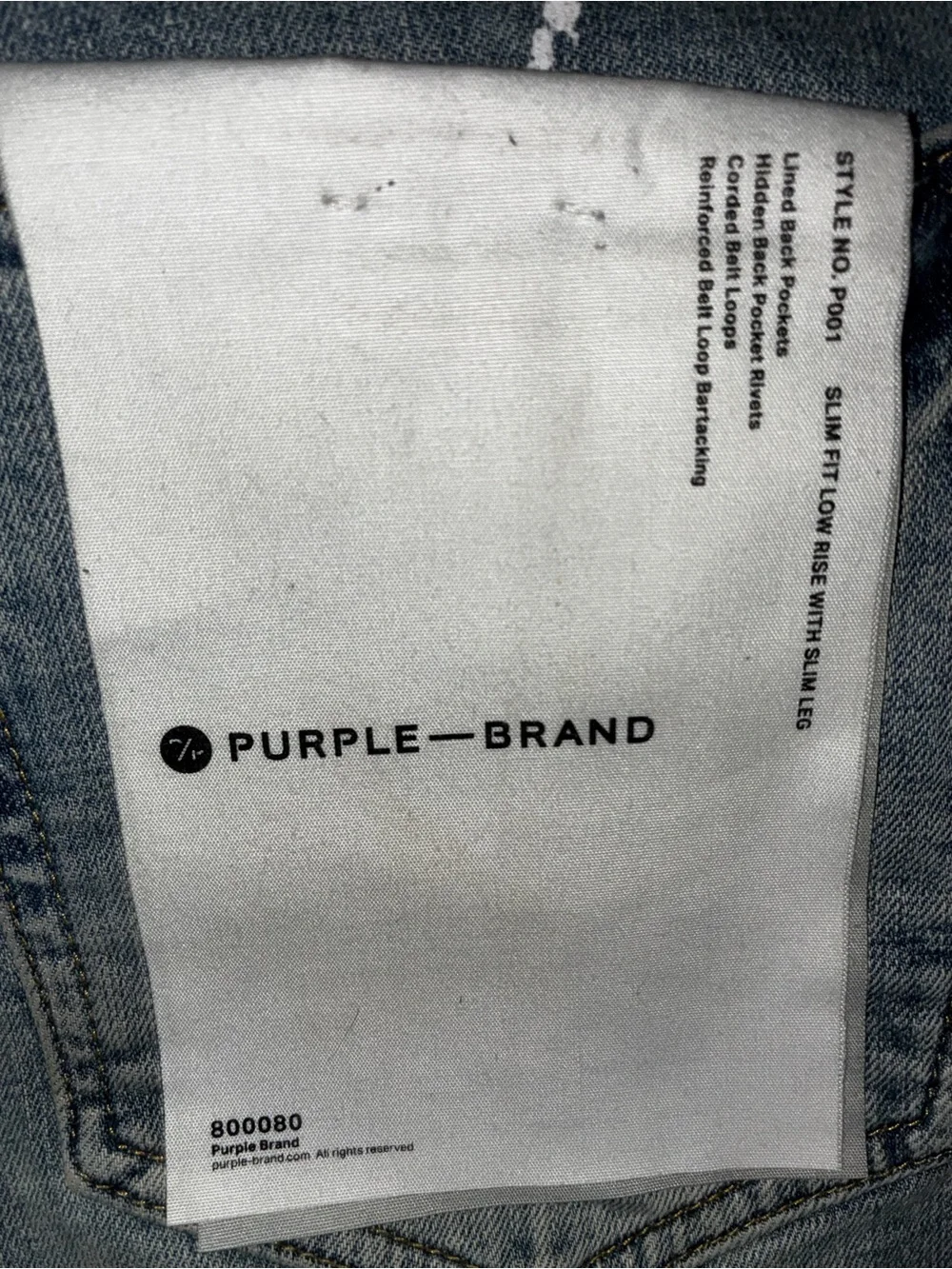 Purple Men's Skinny Distressed Blue Paint-Splatter Jeans